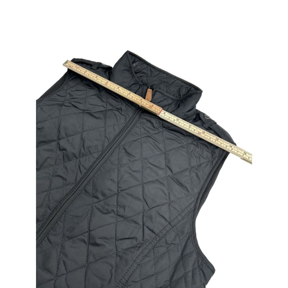 Talbots Womens Quilted Puffer Vest S Black Faux Leather Trim Polyester - Picture 6 of 11